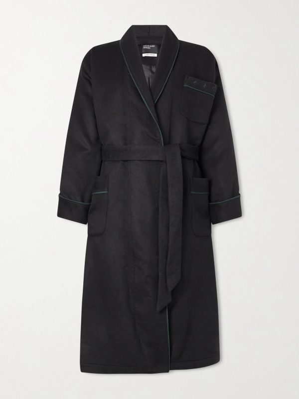 Logo-Embroidered Belted Wool and Cashmere-Blend Robe Logo-Embroidered Belted Wool and Cashmere-Blend Robe