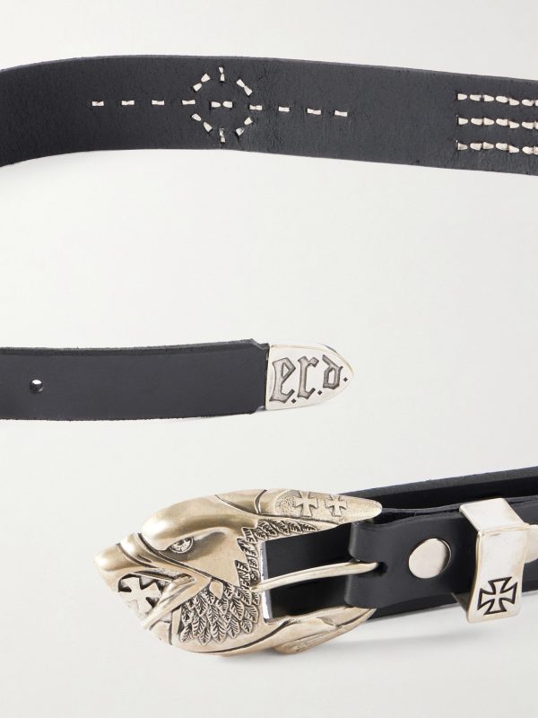 3.8cm Double Eagle Studded Leather Belt - E1 3.8cm Double Eagle Studded Leather Belt - E1