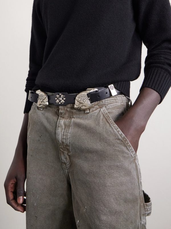 3.8cm Double Eagle Studded Leather Belt - FR 3.8cm Double Eagle Studded Leather Belt - FR