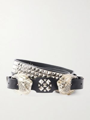 3.8cm Double Eagle Studded Leather Belt 3.8cm Double Eagle Studded Leather Belt