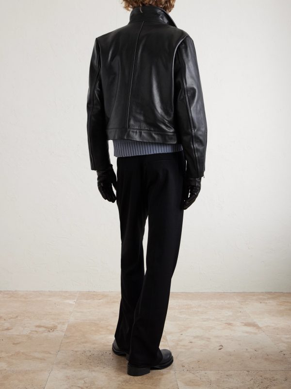 Sid Cropped Studded Embellished Leather Jacket - BK Sid Cropped Studded Embellished Leather Jacket - BK