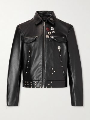 Sid Cropped Studded Embellished Leather Jacket Sid Cropped Studded Embellished Leather Jacket