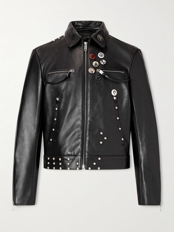 Sid Cropped Studded Embellished Leather Jacket Sid Cropped Studded Embellished Leather Jacket
