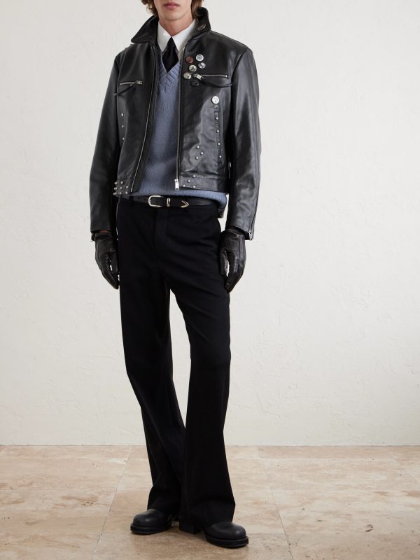 Sid Cropped Studded Embellished Leather Jacket - OU Sid Cropped Studded Embellished Leather Jacket - OU