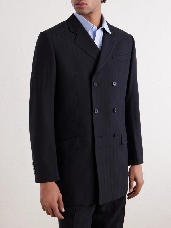 The Pierre Doubled-Breasted Pinstriped Virgin Wool-Twill Blazer - FR The Pierre Doubled-Breasted Pinstriped Virgin Wool-Twill Blazer - FR