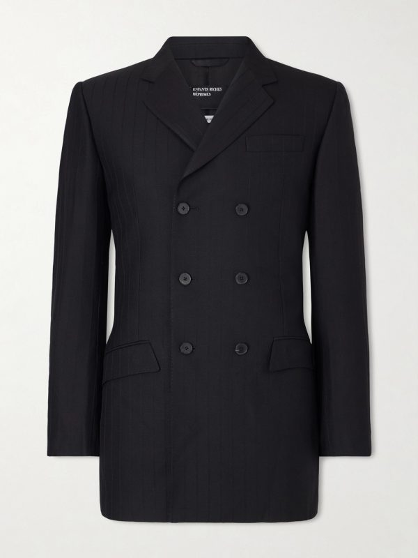 The Pierre Doubled-Breasted Pinstriped Virgin Wool-Twill Blazer The Pierre Doubled-Breasted Pinstriped Virgin Wool-Twill Blazer