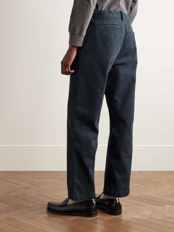 Straight-Leg Garment-Dyed Stretch-Cotton Twill Trousers - BK Straight-Leg Garment-Dyed Stretch-Cotton Twill Trousers - BK
