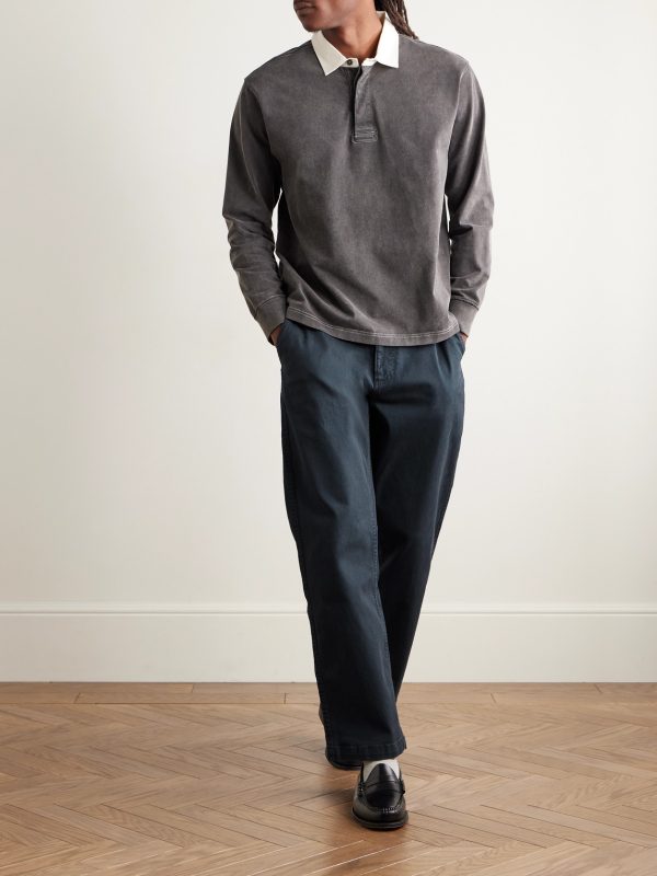 Straight-Leg Garment-Dyed Stretch-Cotton Twill Trousers - OU Straight-Leg Garment-Dyed Stretch-Cotton Twill Trousers - OU