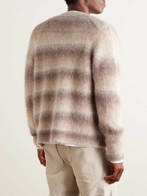 Striped Brushed Alpaca-Blend Cardigan - BK