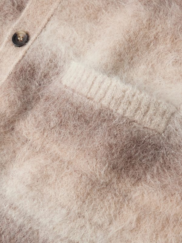 Striped Brushed Alpaca-Blend Cardigan - E1
