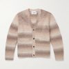 Striped Brushed Alpaca-Blend Cardigan