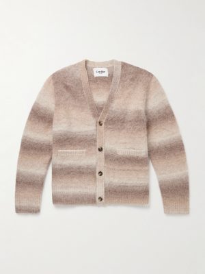 Striped Brushed Alpaca-Blend Cardigan
