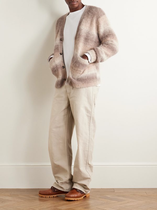 Striped Brushed Alpaca-Blend Cardigan - OU