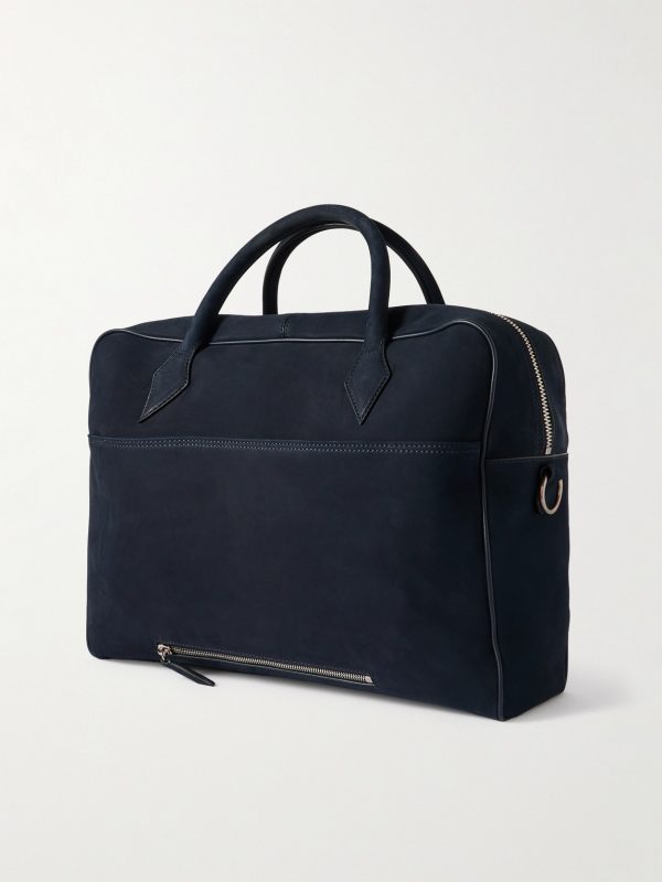 Closer All Day Leather-Trimmed Nubuck Briefcase - BK