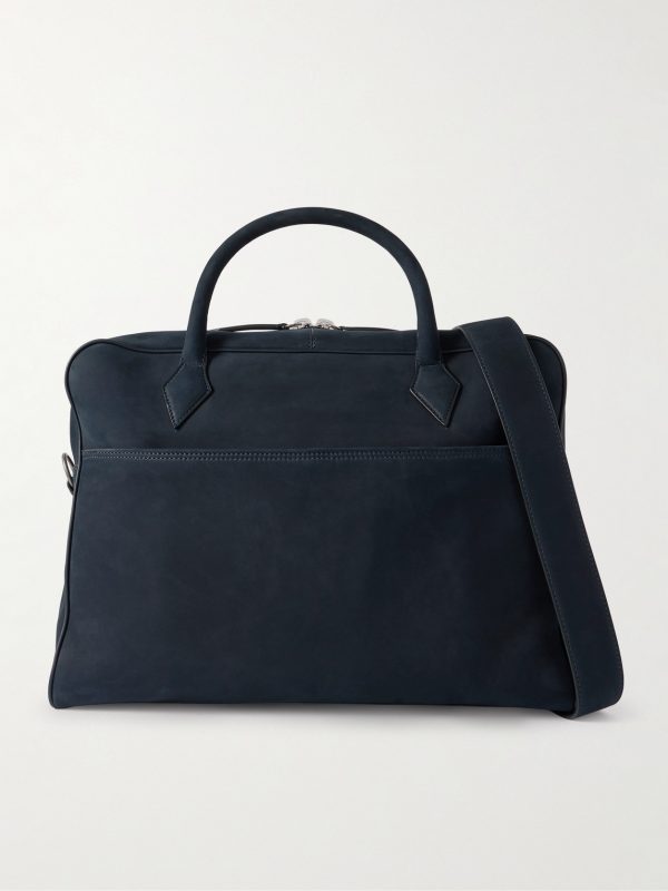 Closer All Day Leather-Trimmed Nubuck Briefcase