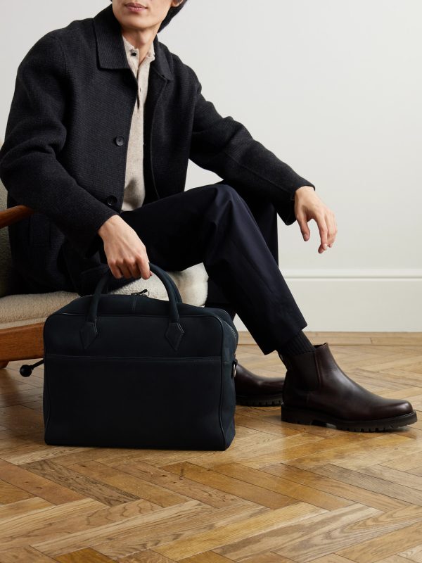 Closer All Day Leather-Trimmed Nubuck Briefcase - OU