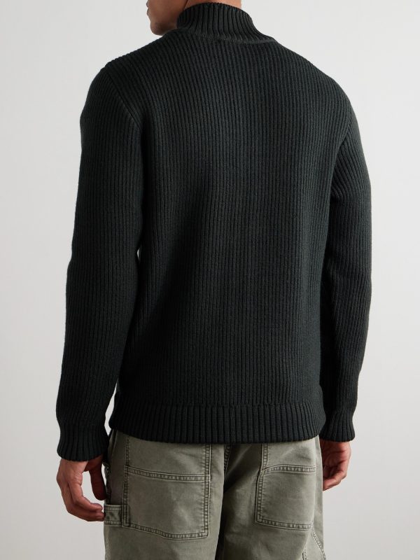 Virgin Wool Zip-Up Cardigan - BK Virgin Wool Zip-Up Cardigan - BK