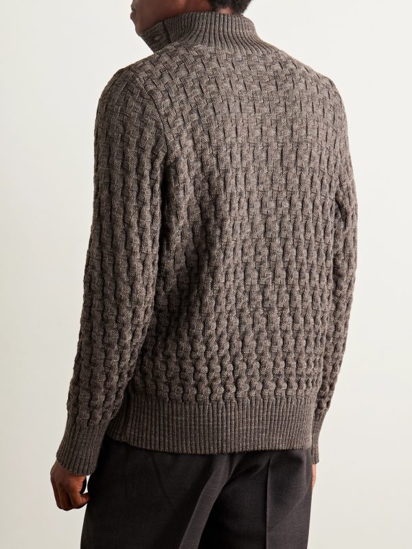 Stark Textured Virgin Wool Cardigan - BK Stark Textured Virgin Wool Cardigan - BK