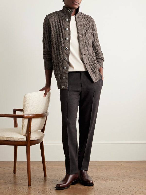 Stark Textured Virgin Wool Cardigan - OU Stark Textured Virgin Wool Cardigan - OU