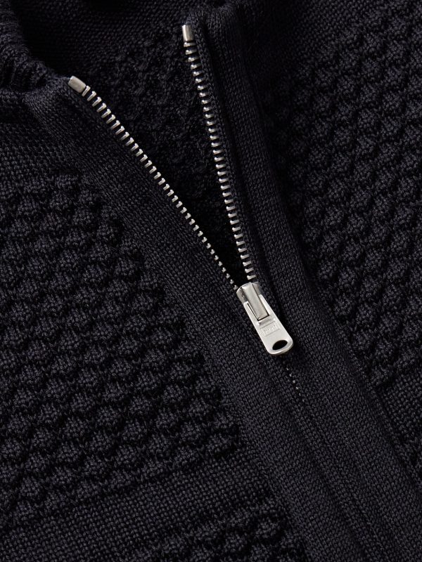Fisherman Wool Zip-Up Cardigan - CU Fisherman Wool Zip-Up Cardigan - CU