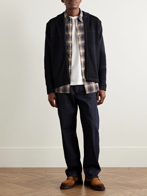 Fisherman Wool Zip-Up Cardigan - OU Fisherman Wool Zip-Up Cardigan - OU