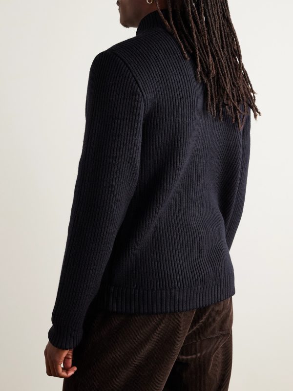 Virgin Wool Zip-Up Cardigan - BK