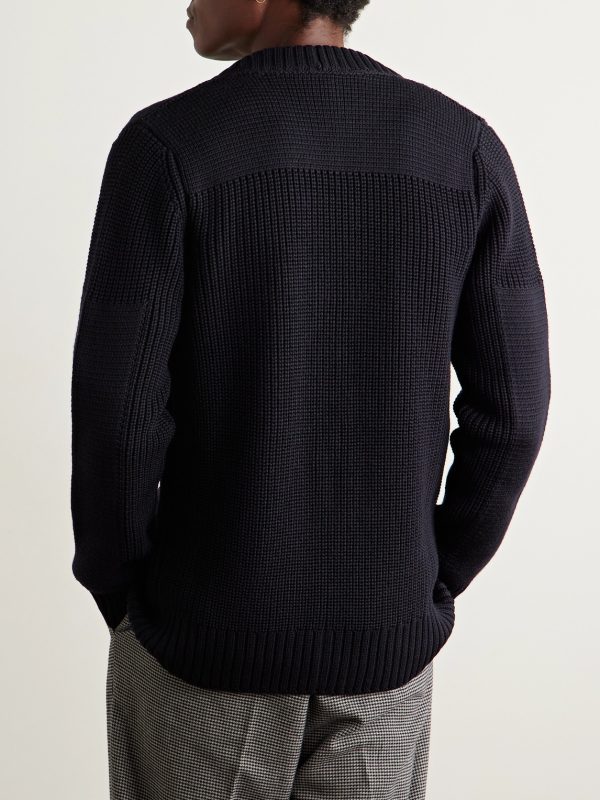 Robust Ribbed Virgin Wool Cardigan - BK