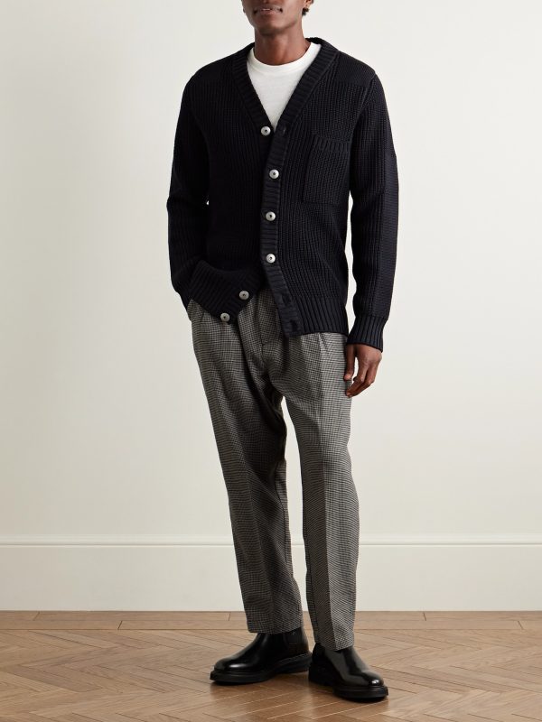 Robust Ribbed Virgin Wool Cardigan - OU