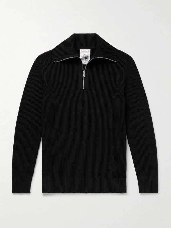 Fender Ribbed Virgin Wool Half-Zip Sweater Fender Ribbed Virgin Wool Half-Zip Sweater