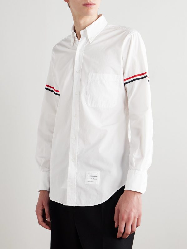 Button-Down Collar Grosgrain-Trimmed Cotton-Poplin Shirt - FR Button-Down Collar Grosgrain-Trimmed Cotton-Poplin Shirt - FR