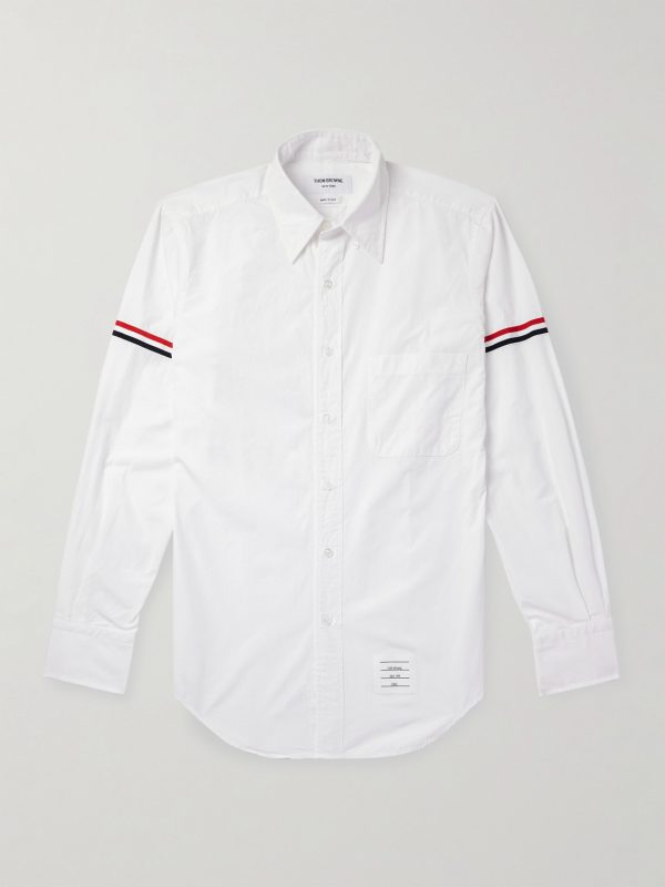 Button-Down Collar Grosgrain-Trimmed Cotton-Poplin Shirt Button-Down Collar Grosgrain-Trimmed Cotton-Poplin Shirt