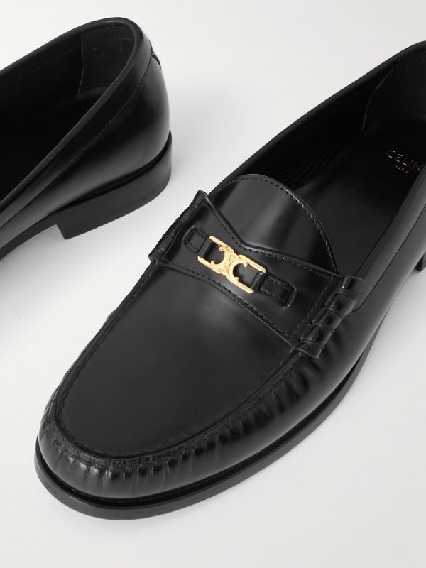 Triomphe Logo-Embellished Leather Loafers - CU Triomphe Logo-Embellished Leather Loafers - CU