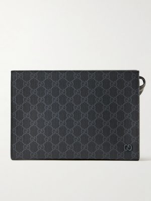 Leather-Trimmed Monogrammed Coated-Canvas Pouch Leather-Trimmed Monogrammed Coated-Canvas Pouch