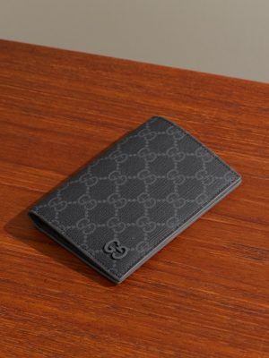 GG Supreme Monogrammed Coated-Canvas and Pebble-Grain Leather Passport Holder GG Supreme Monogrammed Coated-Canvas and Pebble-Grain Leather Passport Holder