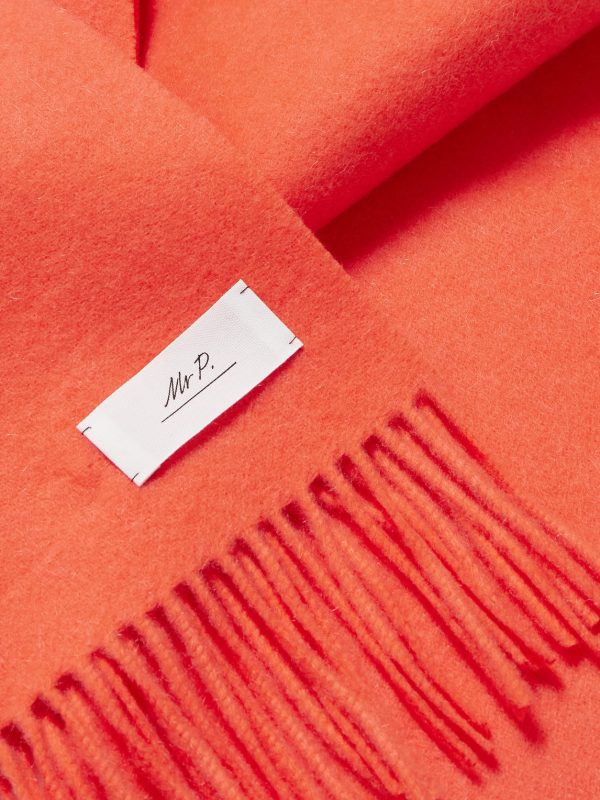 Logo-Appliquéd Fringed Cashmere Scarf - CU Logo-Appliquéd Fringed Cashmere Scarf - CU