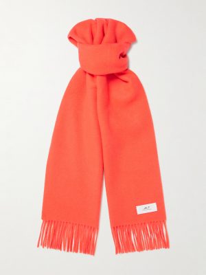 Logo-Appliquéd Fringed Cashmere Scarf Logo-Appliquéd Fringed Cashmere Scarf