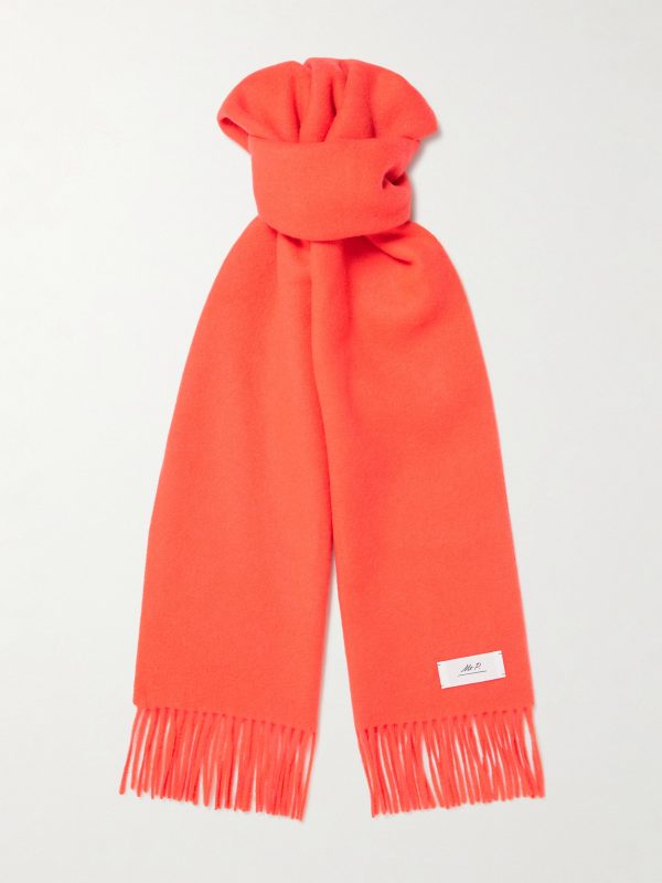 Logo-Appliquéd Fringed Cashmere Scarf Logo-Appliquéd Fringed Cashmere Scarf