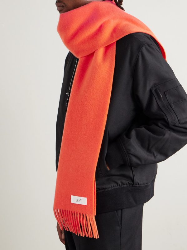 Logo-Appliquéd Fringed Cashmere Scarf - OU Logo-Appliquéd Fringed Cashmere Scarf - OU