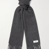 Logo-Appliquéd Fringed Cashmere Scarf
