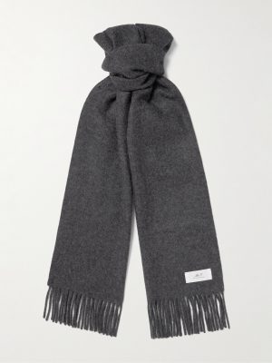 Logo-Appliquéd Fringed Cashmere Scarf Logo-Appliquéd Fringed Cashmere Scarf