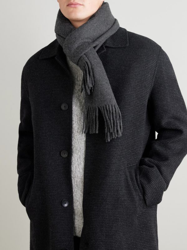 Logo-Appliquéd Fringed Cashmere Scarf - OU