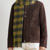 Logo-Appliquéd Fringed Checked Wool and Cashmere-Blend Scarf - OU Logo-Appliquéd Fringed Checked Wool and Cashmere-Blend Scarf - OU