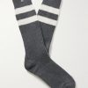 Shadow Sunstone-Embellished Striped Ribbed Cashmere-Blend Socks Shadow Sunstone-Embellished Striped Ribbed Cashmere-Blend Socks