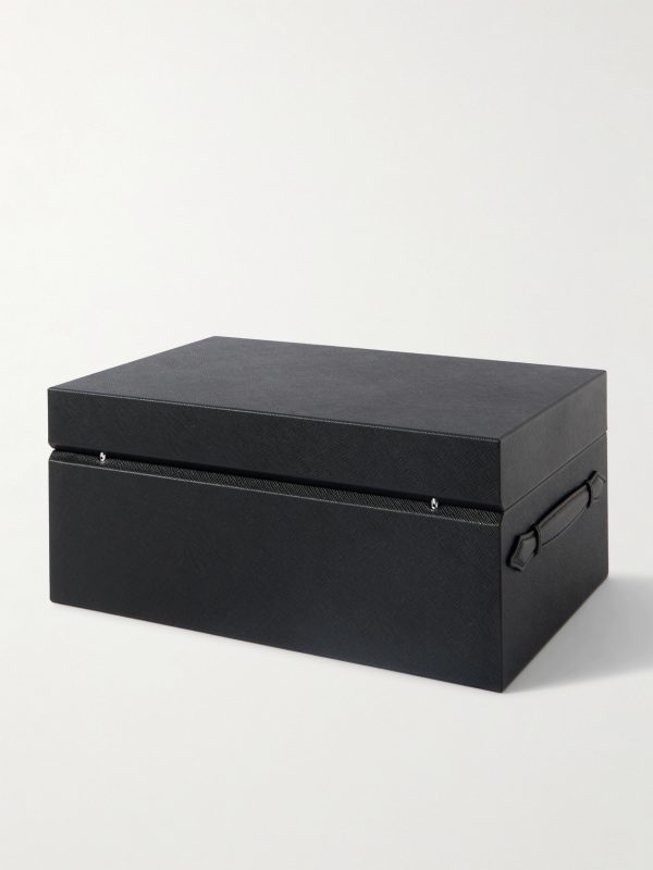 Cross-Grain Leather Eight-Piece Watch Box - BK Cross-Grain Leather Eight-Piece Watch Box - BK