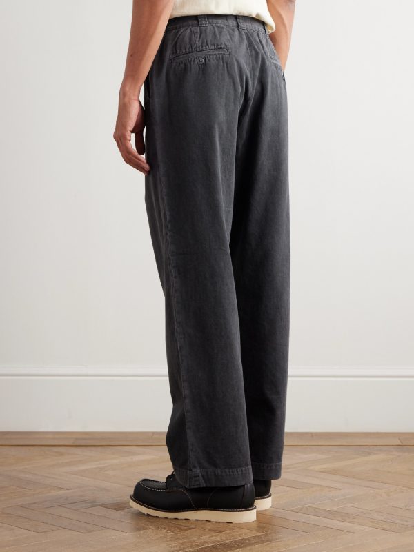 Straight-Leg Cotton-Twill Trousers - BK Straight-Leg Cotton-Twill Trousers - BK