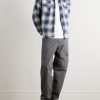 Corduroy-Trimmed Checked Cotton-Flannel Shirt - OU Corduroy-Trimmed Checked Cotton-Flannel Shirt - OU