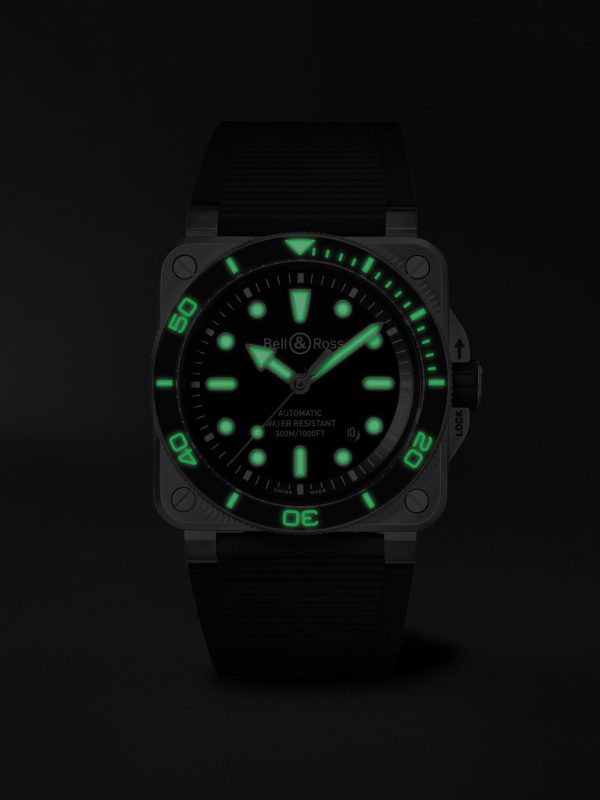BR-03 Diver Automatic 42mm Stainless Steel and Rubber Watch, Ref. No. BR03A-D-BL-ST/SRB - E5