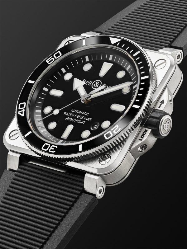 BR-03 Diver Automatic 42mm Stainless Steel and Rubber Watch, Ref. No. BR03A-D-BL-ST/SRB - FR