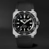 BR-03 Diver Automatic 42mm Stainless Steel and Rubber Watch, Ref. No. BR03A-D-BL-ST/SRB