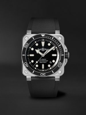 BR-03 Diver Automatic 42mm Stainless Steel and Rubber Watch, Ref. No. BR03A-D-BL-ST/SRB